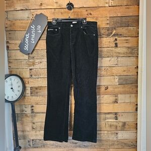 Calvin Klein Women's Black Corduroy Pants Bootcut‎ Mid Rise Cotton Blend Size 12